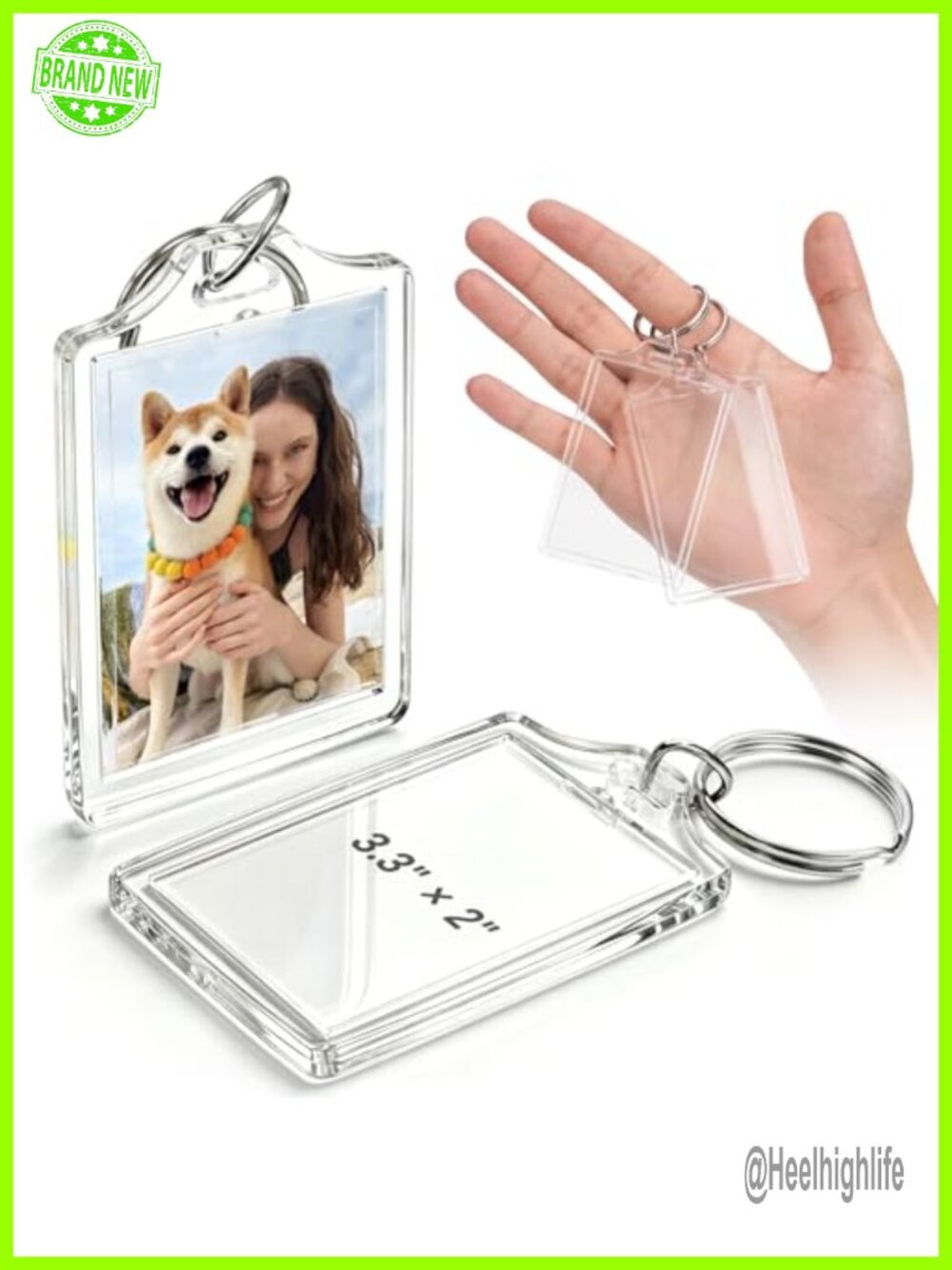 Clear Acrylic Photo Keychain Holders Double-Sided 6 Pack
